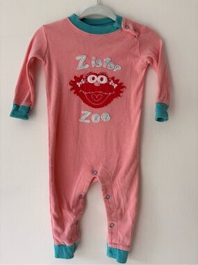 Sesame Street Hatley Pink One-Piece Footless Romper
